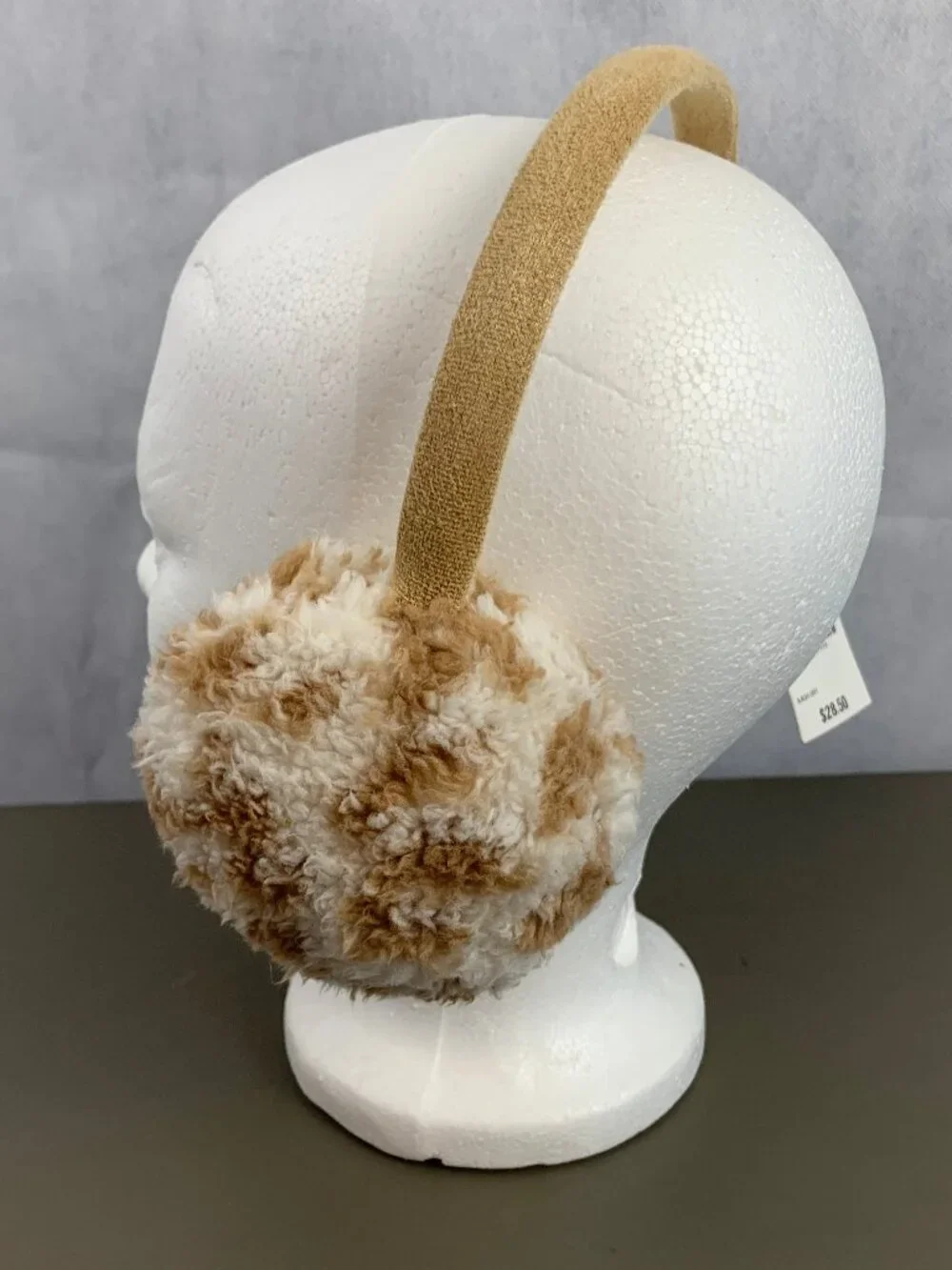 Jenni Women's Sherpa Earmuffs, Beige Animal Print, One Size Fits Most